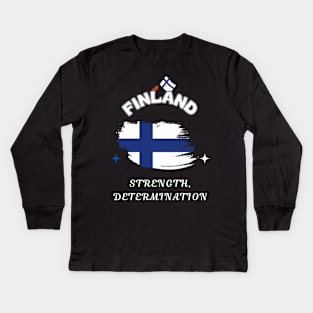 Finnish Pride, Strength Determination Kids Long Sleeve T-Shirt